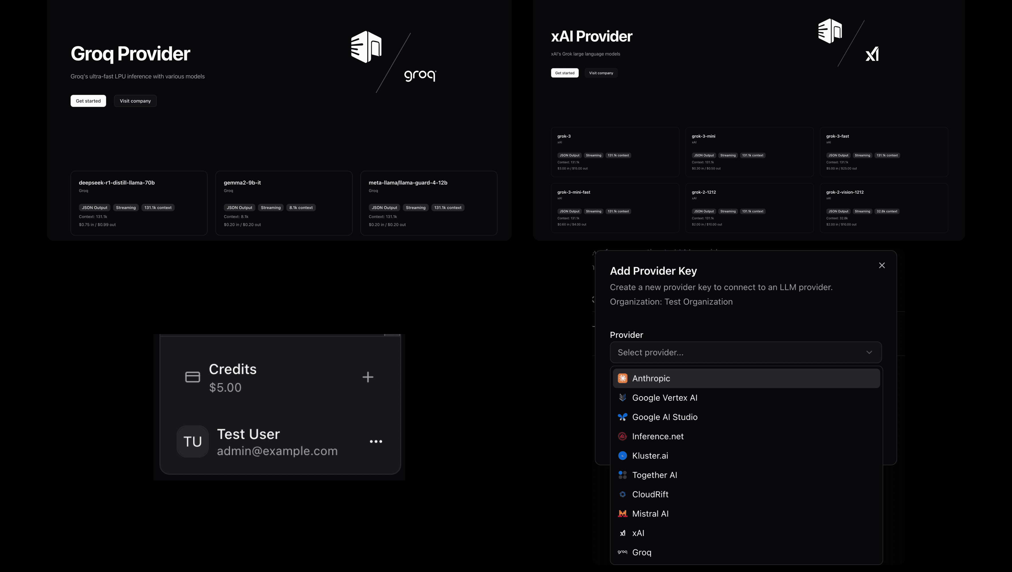 Updated dashboard showing organization and project selection